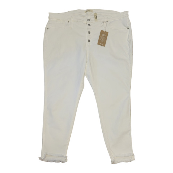 Madewell Jeans Womens Size 36P White High-Rise Skinny Step Frayed Hem Casual